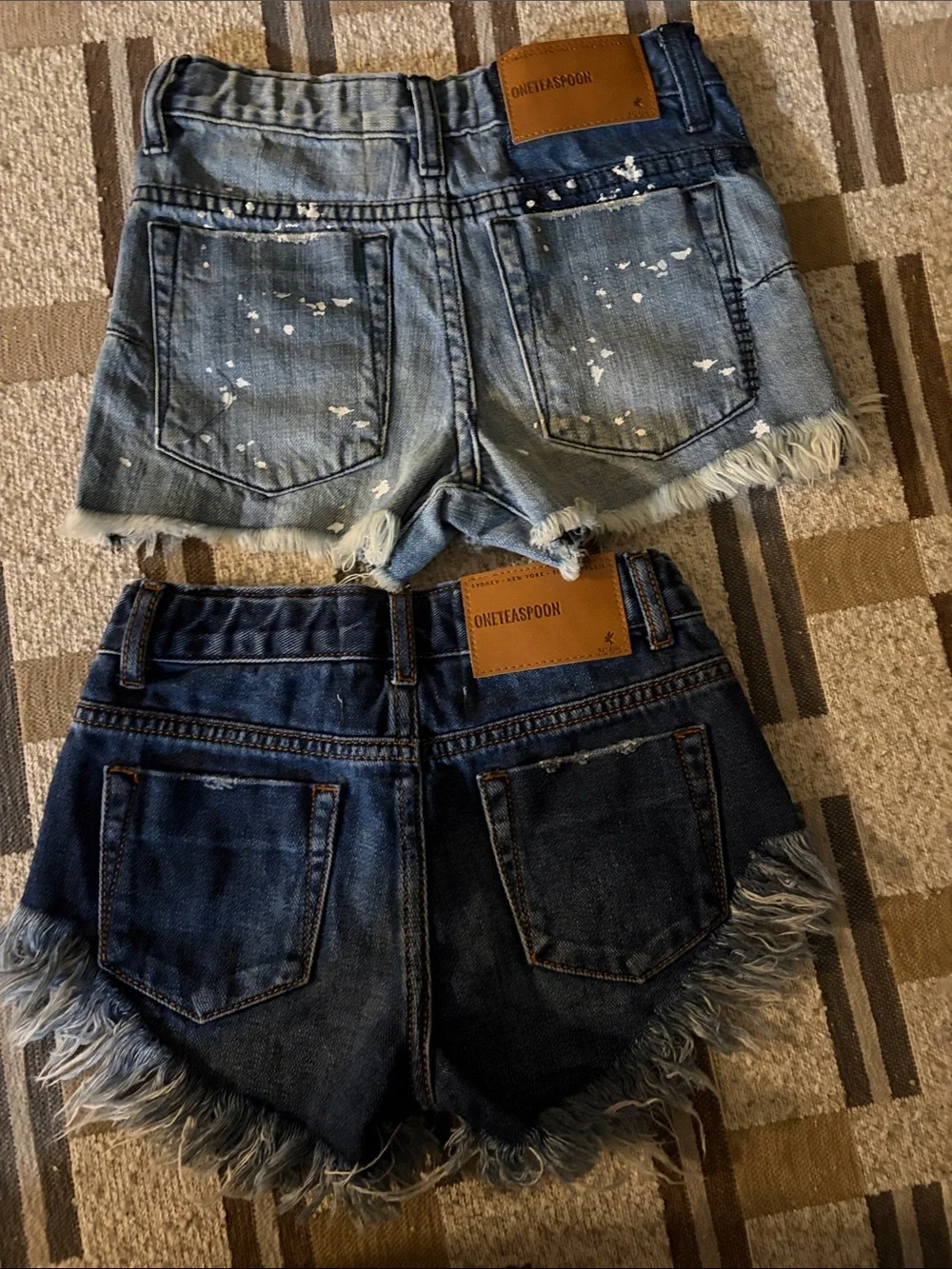 New Sz 6-7 bundle Lot one teaspoon Denim Frayed Hem girls Shorts - Blue